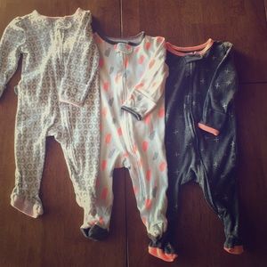 3 Baby Girl Sleepers 3-6 month